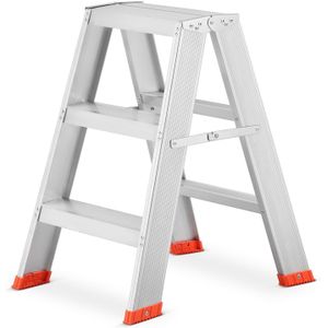 Huishoudtrap - ladder - 2x 3 treden - aluminium - 62 cm hoog