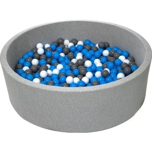 Ballenbak - stevige ballenbad - 125 cm - 600 ballen Ø 7 cm - wit, blauw, grijs.