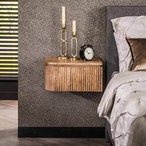 LifestyleFurn Hangend Nachtkastje 'Sharmila' Mangohout, Set van 2 stuks