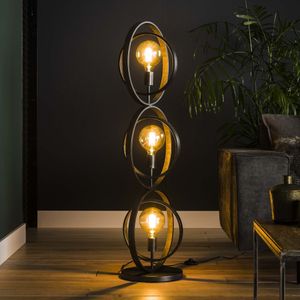 Vloerlamp 'Tricia' 3-lamps, 124cm, kleur Zwart