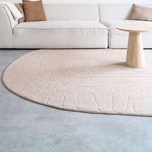 By-Boo Organisch Vloerkleed 'Pebble' Wol, 190 x 290cm, kleur Beige