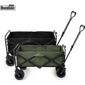 Bolderkar met strandwielen – Premium inklapbare bolderkar voor outdoor, strand en camping - Zwart