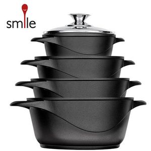 Smile - Pannenset 10-delig - Zwart - Hoogwaardige kwaliteit - Gietaluminium - Alle warmtebronnen