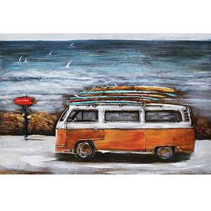 Retro bus - Metalen schilderij - Decoratie - Woonaccessoires