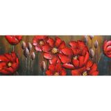 Rode bloemen- Metalen schilderij - Decoratie - Woonaccessoires