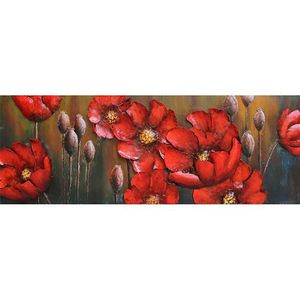 Rode bloemen- Metalen schilderij - Decoratie - Woonaccessoires