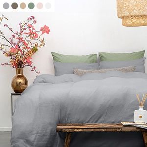 Dekbedovertrek - Katoen Percale - Mousseline - Lichtgrijs