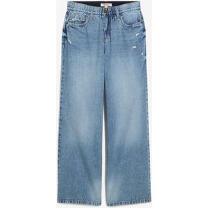 Wide leg jeans, mid waist, low stretch