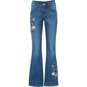 Flared jeans met bloemenborduursel