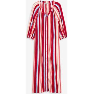 Gestreepte kaftan jurk van gestructureerde viscose