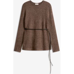 Gebreid shirt met wol en strikbandje van imitatieleer