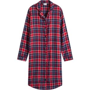 Geweven nachthemd van flanel met knoopsluiting