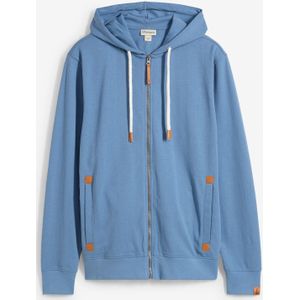 Sweatvest met een capuchon en imitatieleleren details