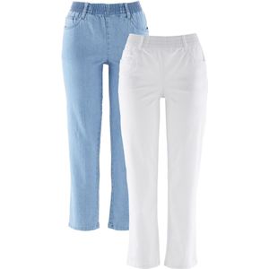 Mid waist jeans met comfortband, straight (set van 2)