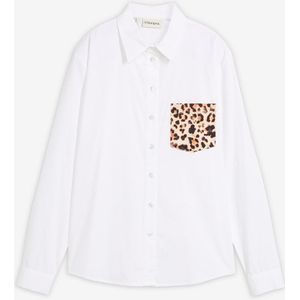 Oversized overhemd met borstzak in contrastkleur