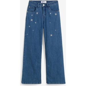 Meisjes jeans met borduursel, wide leg