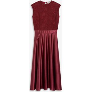 Midi jurk van glanzend satijn met kant