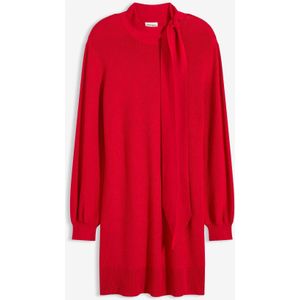 Gebreide jurk met strik in een zachte viscosemix