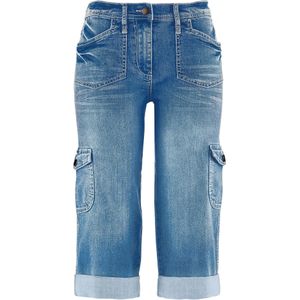 Stretch cargo jeans, mid waist