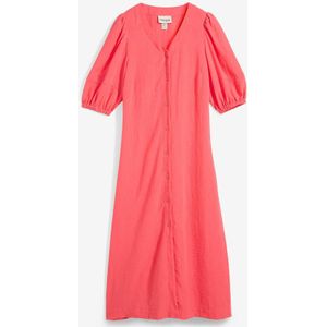 Uitlopende midi jurk met pofmouwtjes