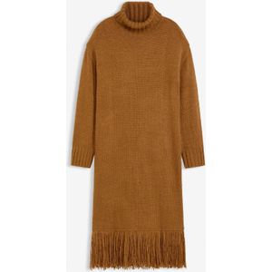 Gebreide jurk met franjes aan de onderkant