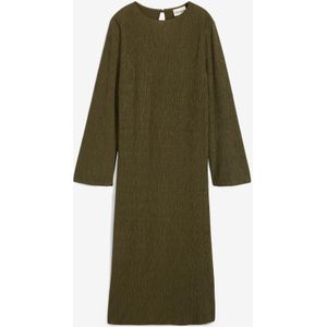 Midi jurk van gestructureerde crinkle