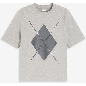 Shirt met halflange mouwen, pailletten en print