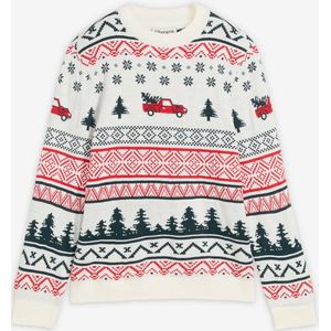 Fijngebreide trui met kerstmotieven