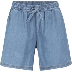 Lichte denim short met linnen en comfortband, extra wijd