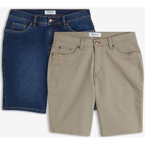 Stretch jeans bermuda, regular fit (set van 2)