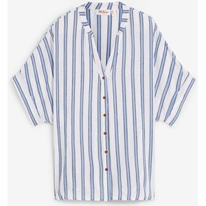 Crinkle blouse van soepele viscose, korte mouw