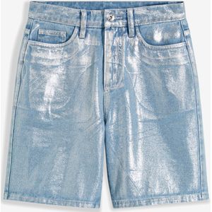 Jeans bermuda met glanzende coating