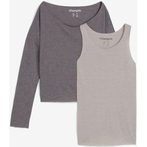 Top en longsleeve  van jersey (2-dlg. set)