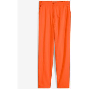 Cropped linnen broek met high waist en elastische inzet