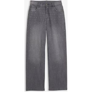 Wide leg jeans met strass, mid waist