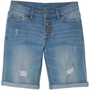 Meisjes stretch jeans short, mid waist