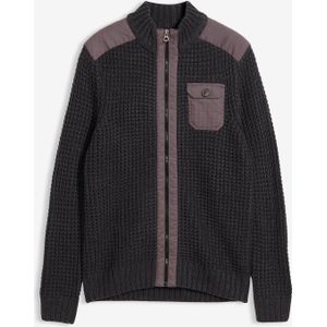 Grof gebreide vest met wafelstructuur en praktische borstzak