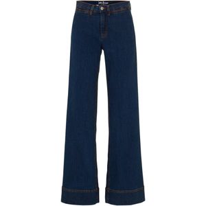 Wide leg comfort stretch jeans, mid waist