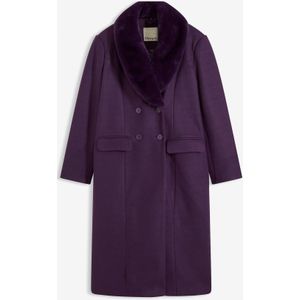 Lange jas met afneembare kraag van imitatiebont