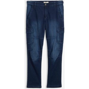 Thermo regular fit cargo jeans met comfortband en flanellen voering, straight
