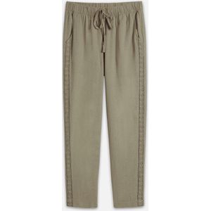 Linnen broek met kant opzij, cropped