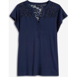 Henley shirt met kant van viscose