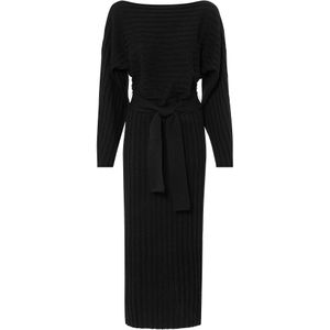 Gebreide jurk met strikceintuur (2-dlg. set)