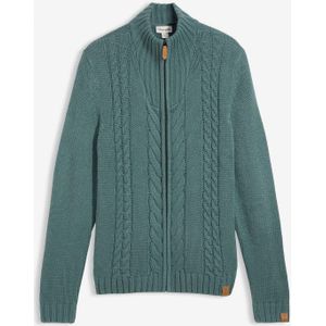 Grof gebreid vest met kabelpatroon