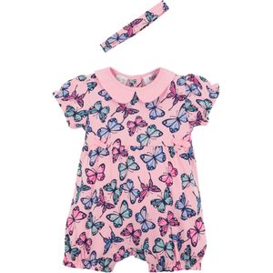 Baby playsuit met korte mouwen en hoofdband (2-dlg. set) van biologisch katoen