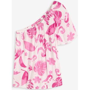 One-shoulder blouse van gestructureerde viscose