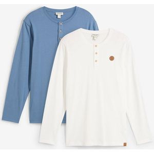 Henley shirt van biologisch katoen (set van 2), lange mouw