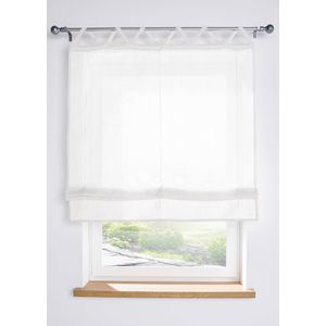 Vouwgordijn - Crème - Linnen Look - Met Rijgkoord