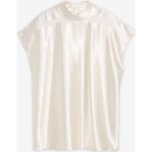 Blousetop van satijn met halfhoge kraag