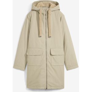 Wijde winterparka met capuchon en teddy voering